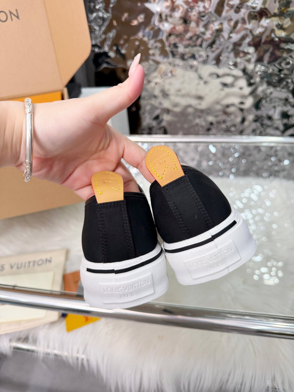 Louis Vuitton Black Low-Top Sneakers — back