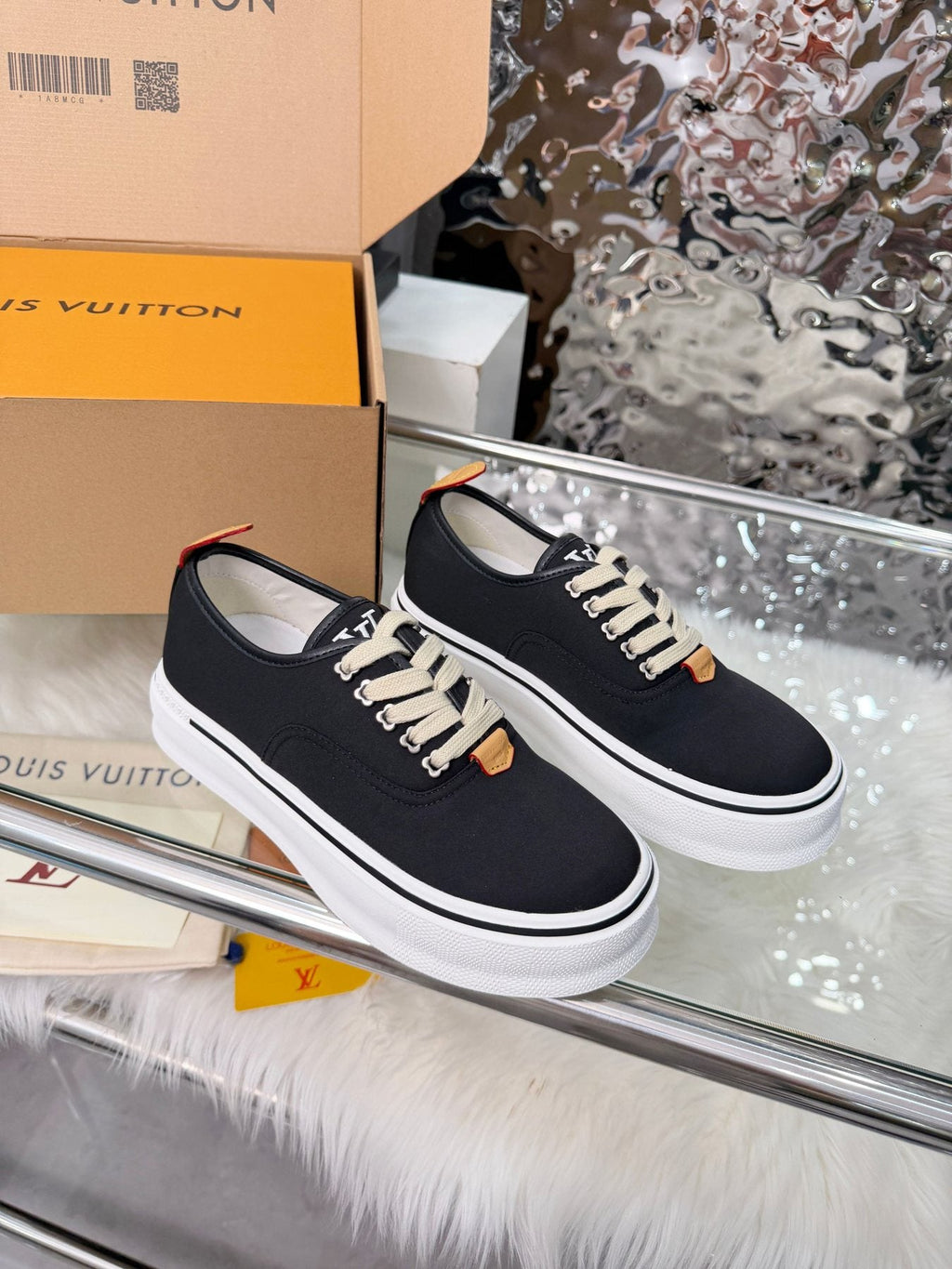 Louis Vuitton Black Low-Top Sneakers — front