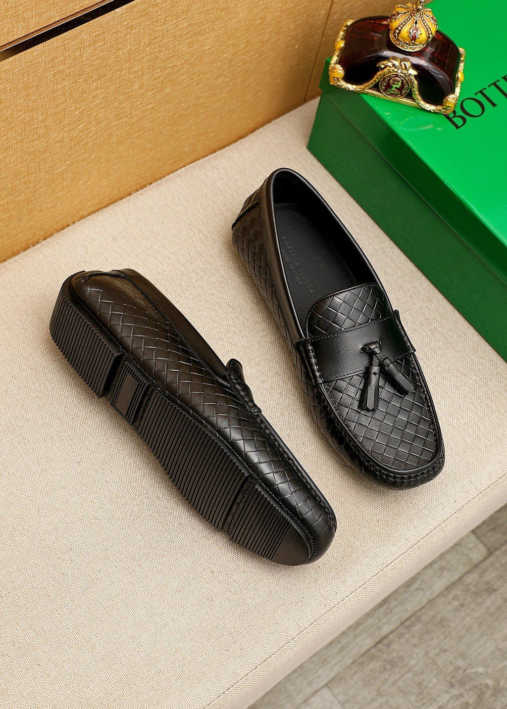 Bottega Veneta Black Tassel Loafers — front