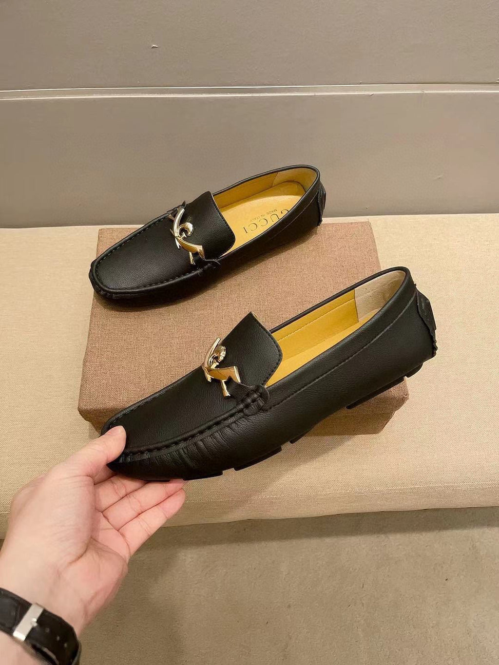 Gucci Black Horsebit Loafers — front