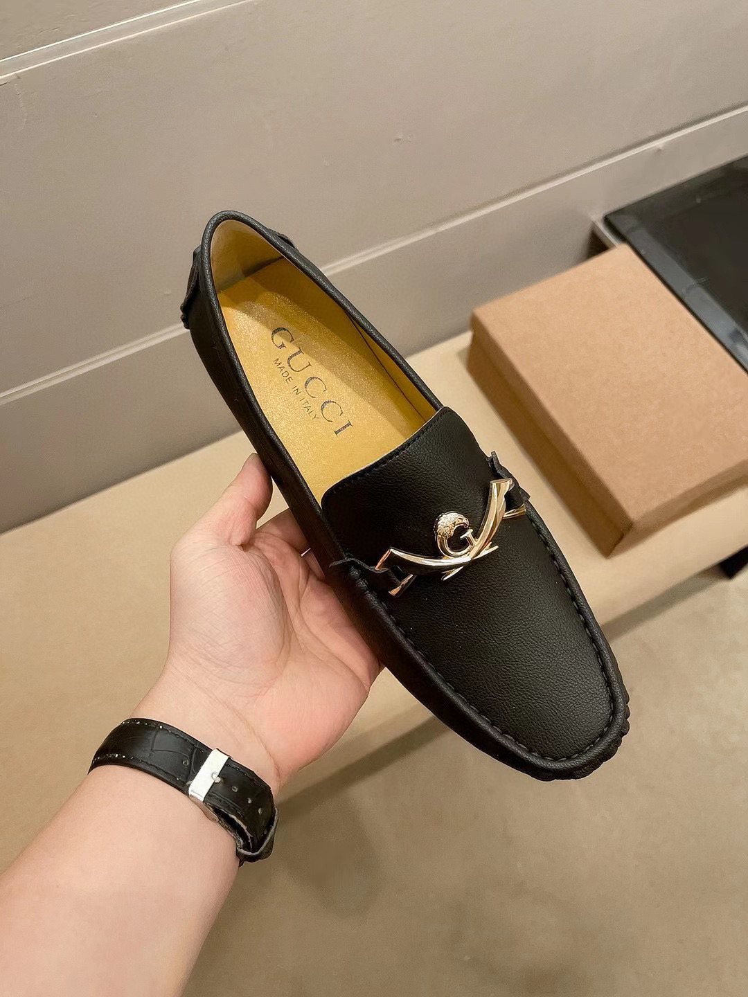Gucci Black Horsebit Loafers — front