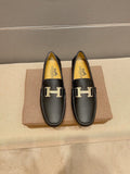 Hermès Black H-Accent Slip-On Loafers — hero