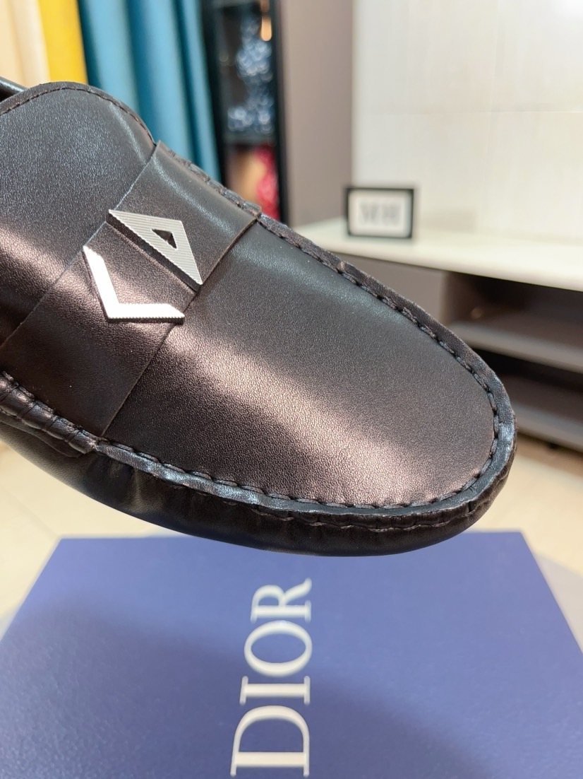 Dior Black Silver-Accent Loafers — detail