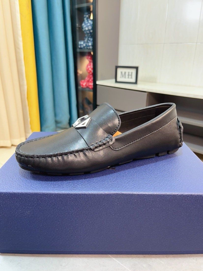 Dior Black Silver-Accent Loafers — front