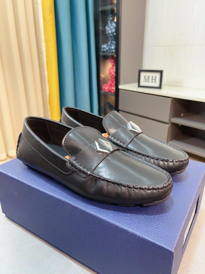 Dior Black Silver-Accent Loafers — hero