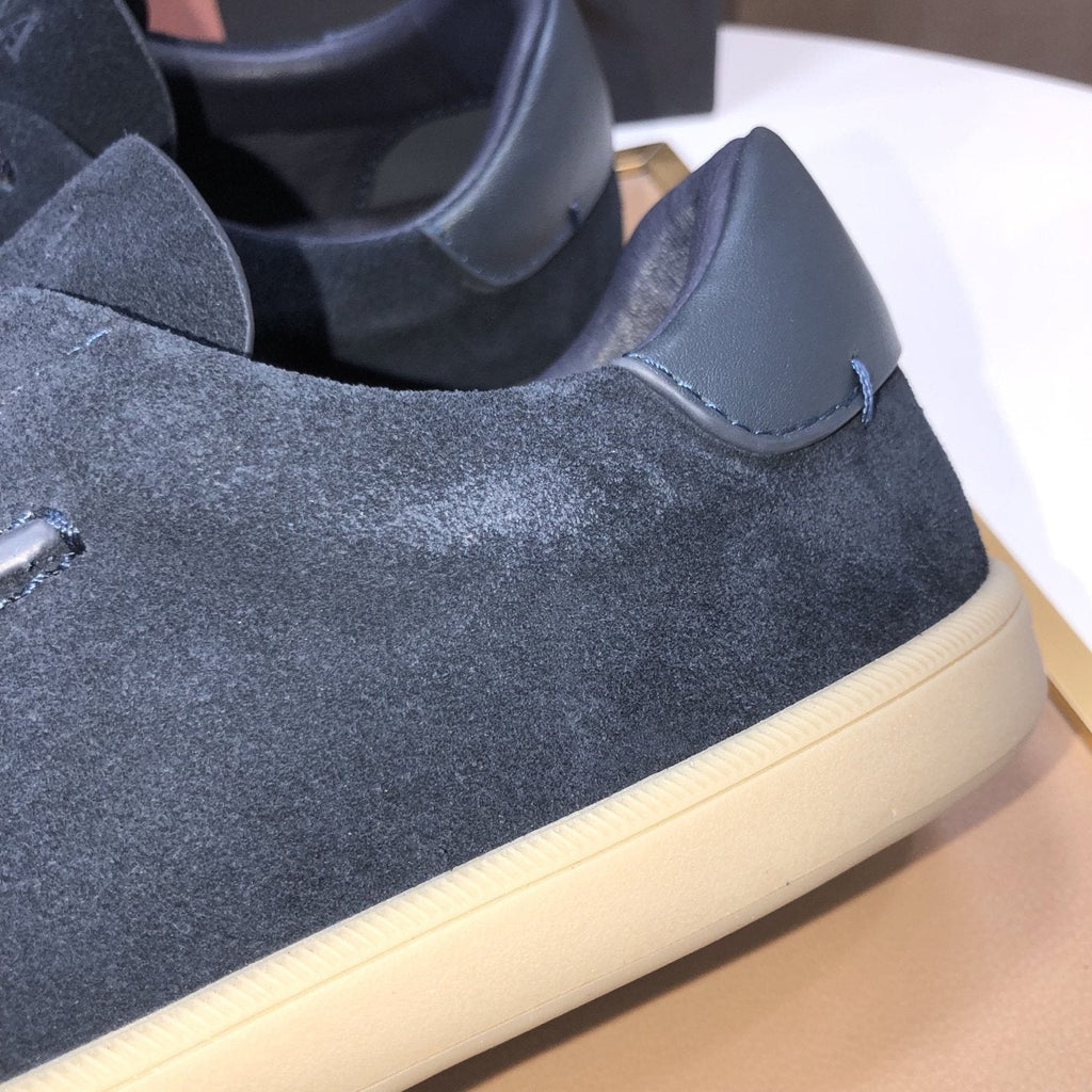 Zegna Navy Suede Sneakers — detail