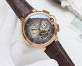 Cartier Brown Rose Gold White Dial Leather Strap Watch — hero