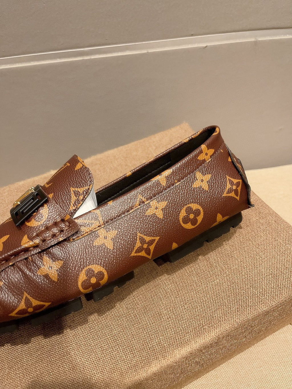 Louis Vuitton Brown Monogram Hardware Loafers — detail