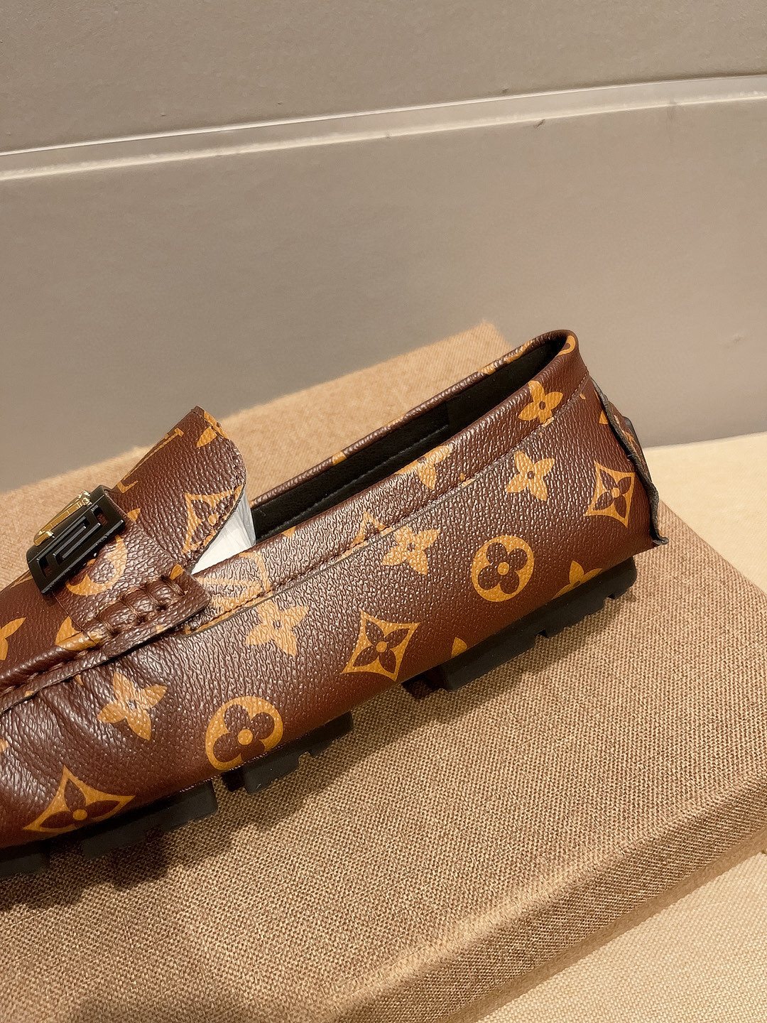 Louis Vuitton Brown Monogram Hardware Loafers — detail