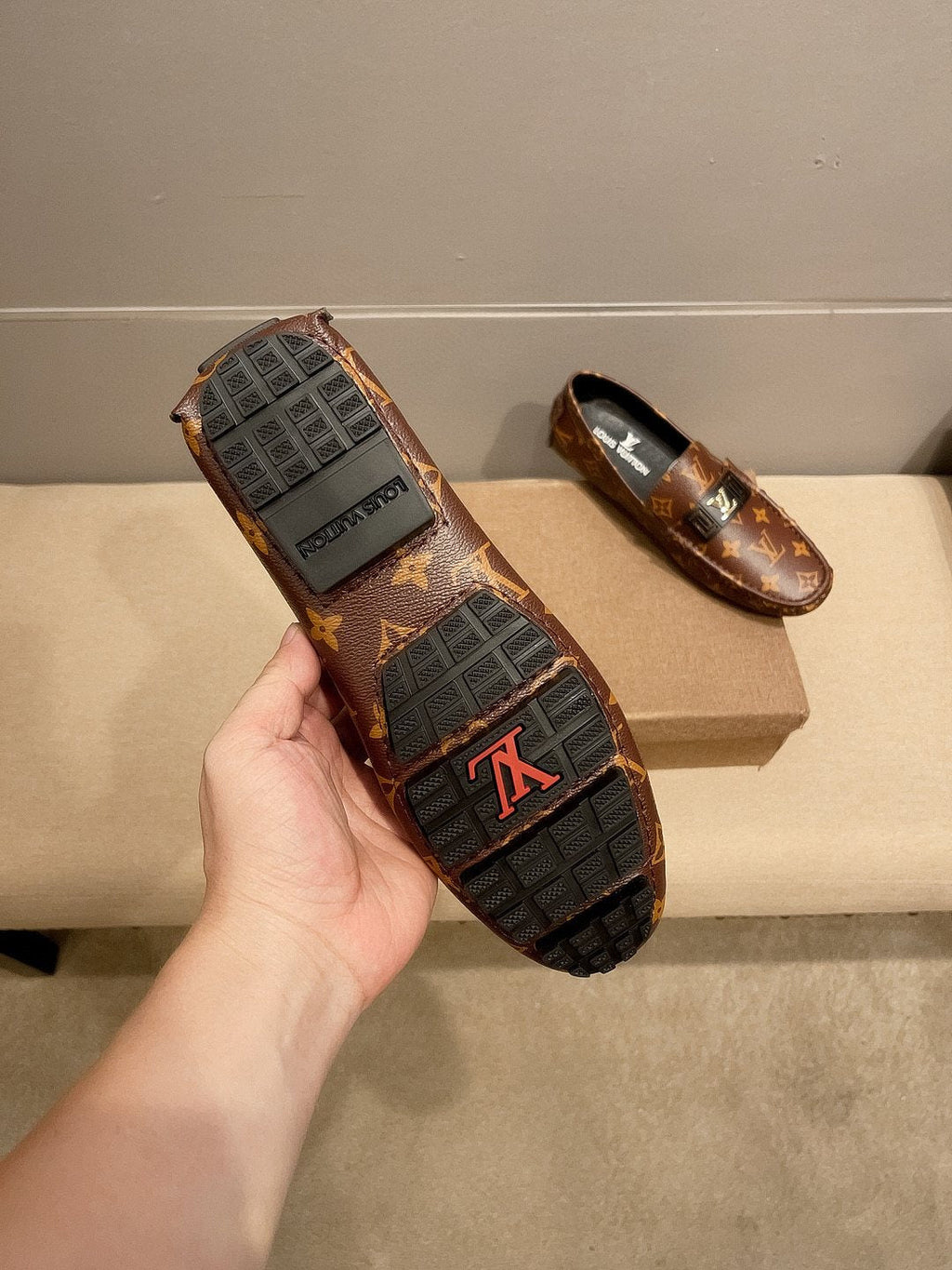 Louis Vuitton Brown Monogram Hardware Loafers — back