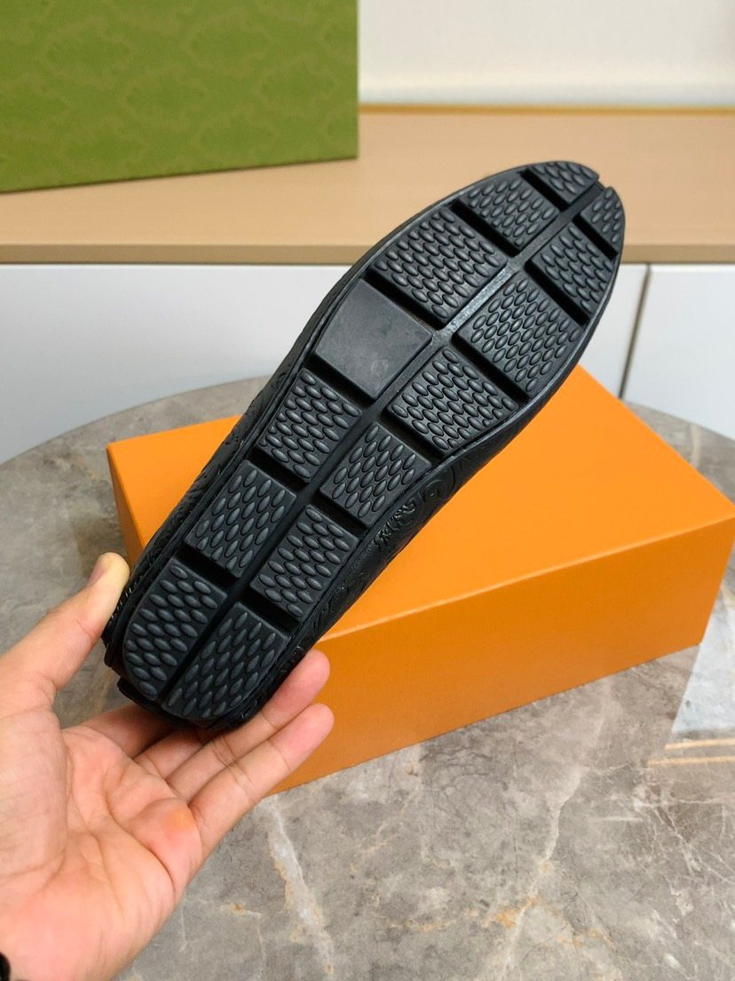 Louis Vuitton Black Leather Loafers — back