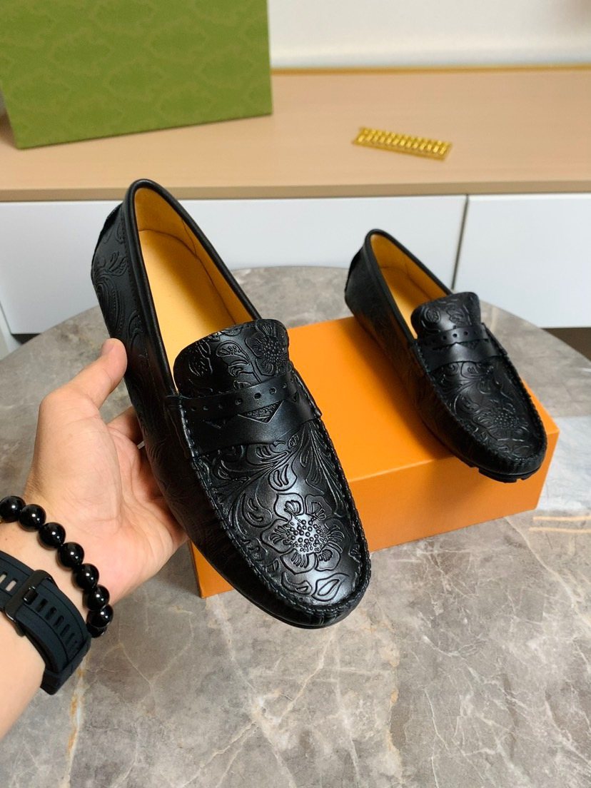 Louis Vuitton Black Leather Loafers — front