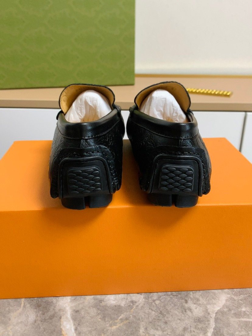 Louis Vuitton Black Leather Loafers — back