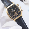 PATEK PHILIPPE Gold Black Dial Leather Strap Watch — hero