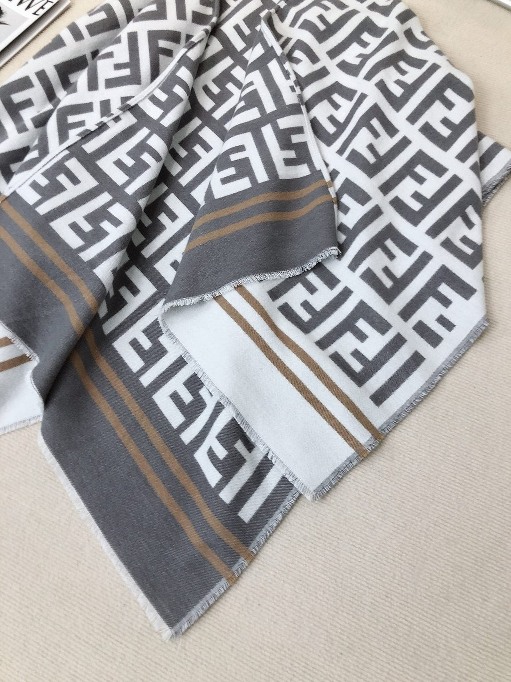 Fendi Geometric Trim Shawl — detail