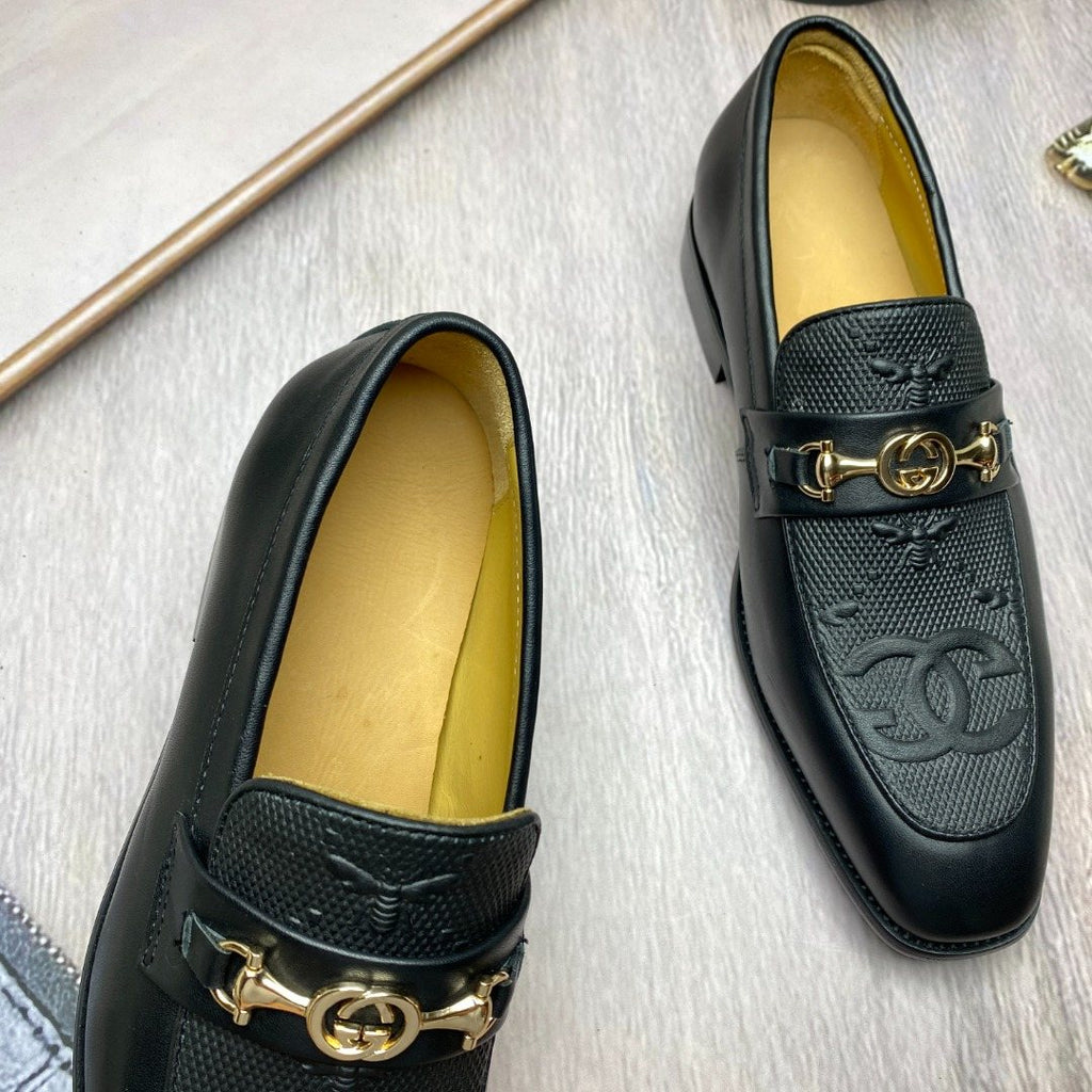 Gucci Black Gold-Tone Hardware Loafers — side