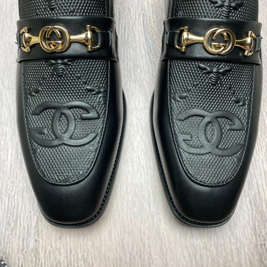 Gucci Black Gold-Tone Hardware Loafers — detail