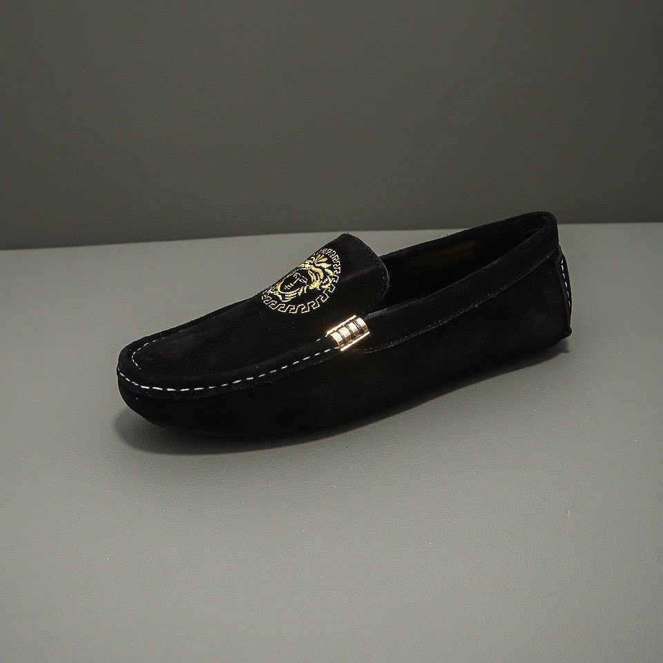 Versace Black Gold-Tone Hardware Loafers — hero