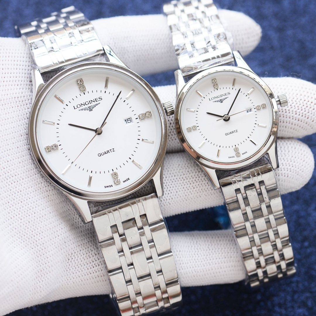 Longines Two Tone Rose Gold White Dial Bracelet Couple Watch Set — hero