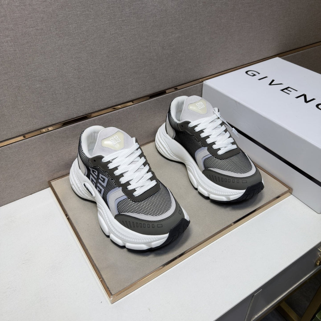 Givenchy Gray Mesh Panel Low-Top Sneakers — front