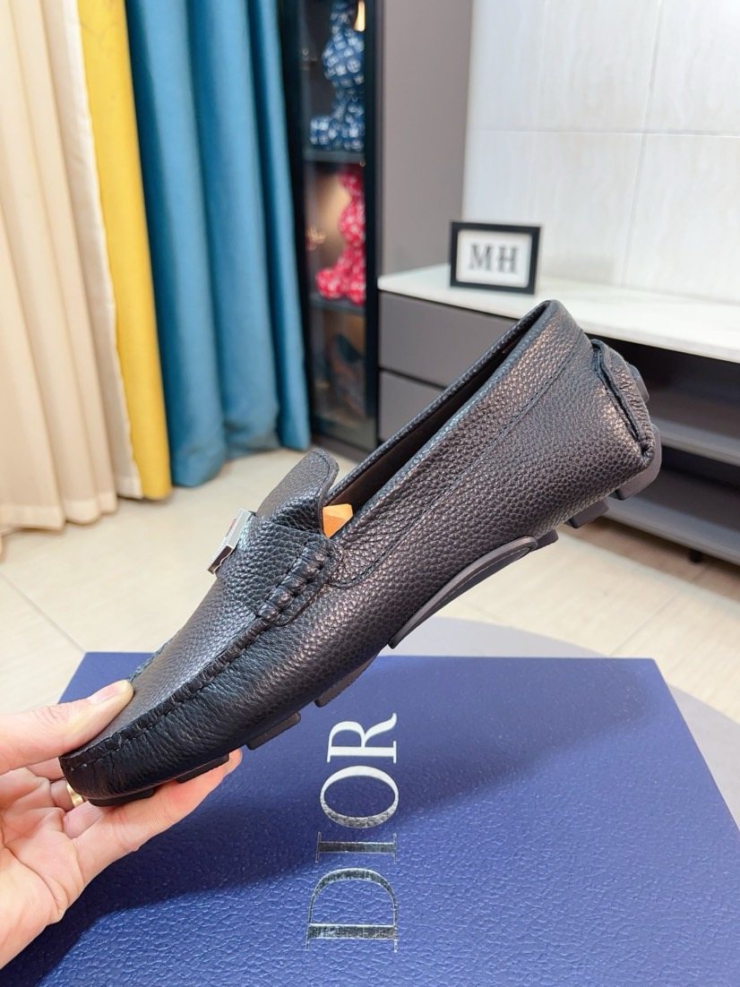 Dark Gray Pebbled Hardware Loafers — side