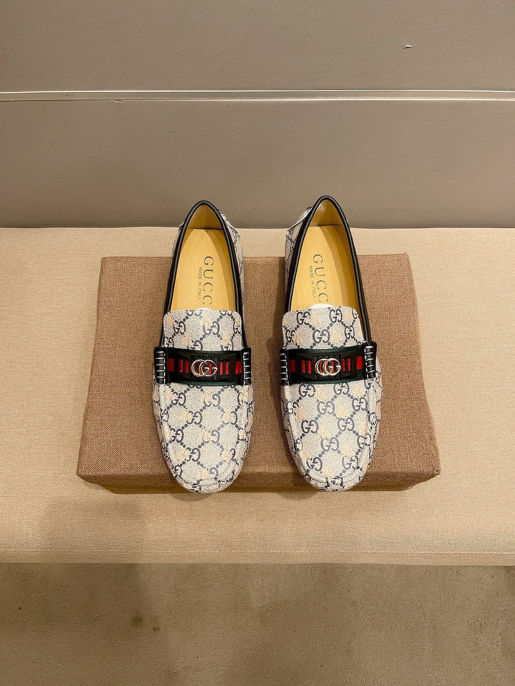 Gucci Monogram Stripe Loafers — hero