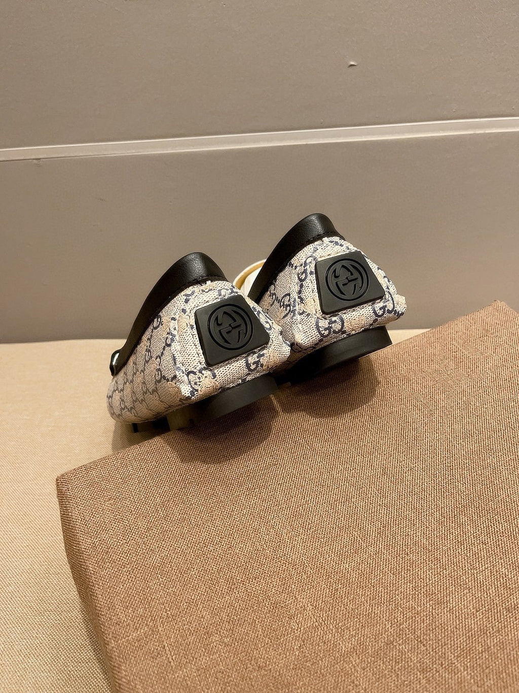 Gucci Monogram Stripe Loafers — back