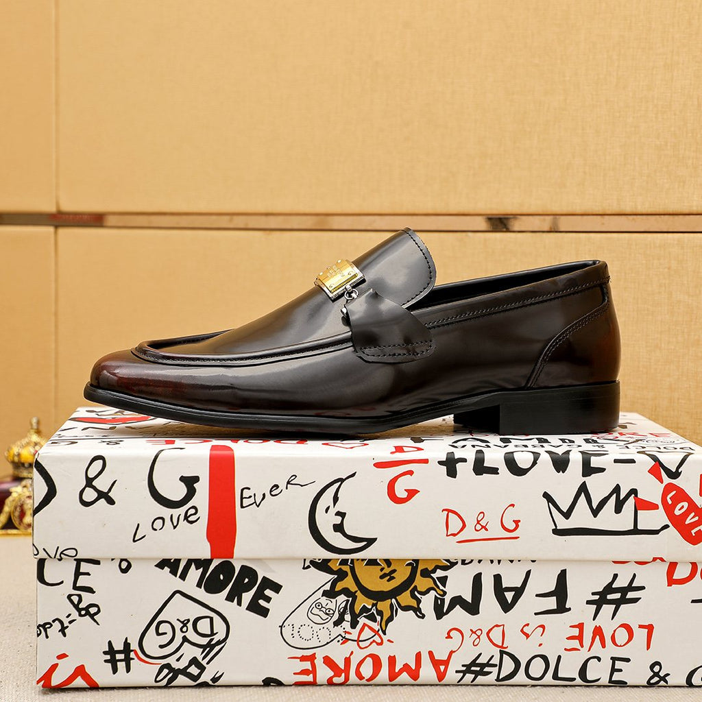 Dolce & Gabbana Dark Brown Buckle Loafers — side