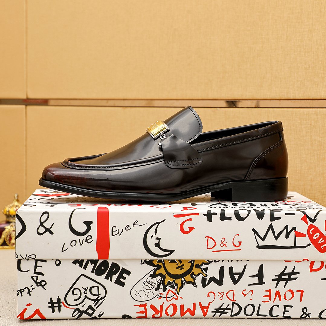 Dolce & Gabbana Dark Brown Buckle Loafers — side