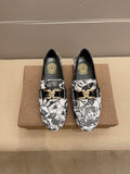Black & White Graphic Gold-Tone Loafers — hero