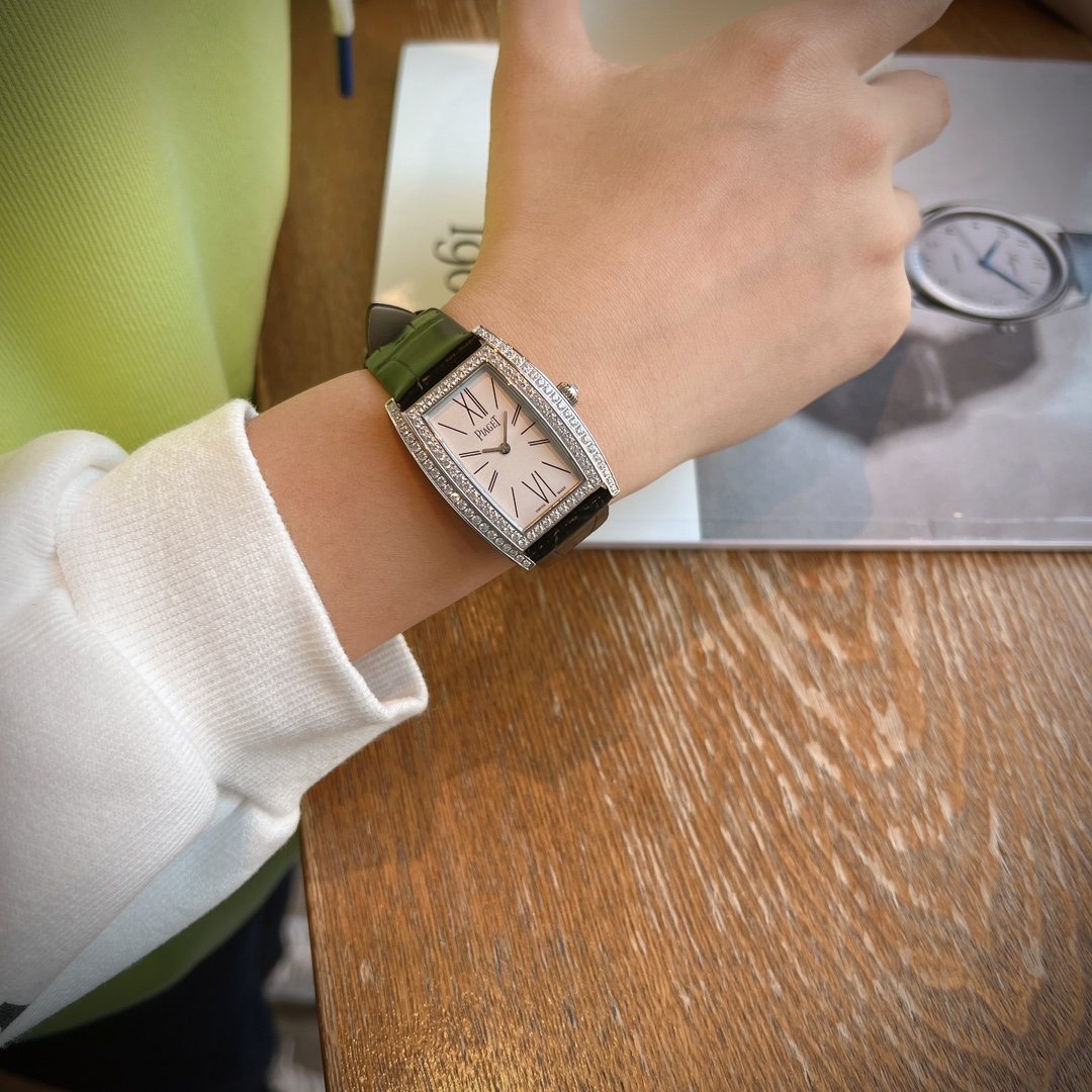Piaget Black Silver White Dial Strap Watch — hero