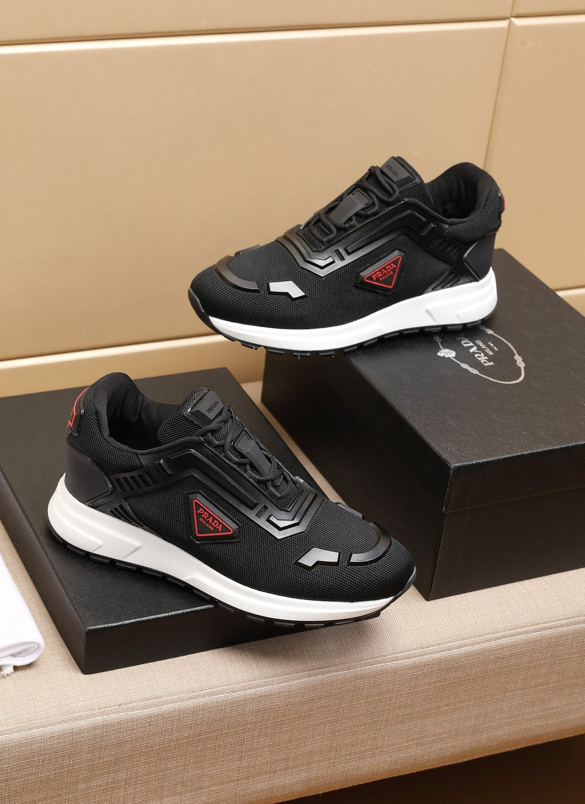 Prada Layered Platform Sneakers — side