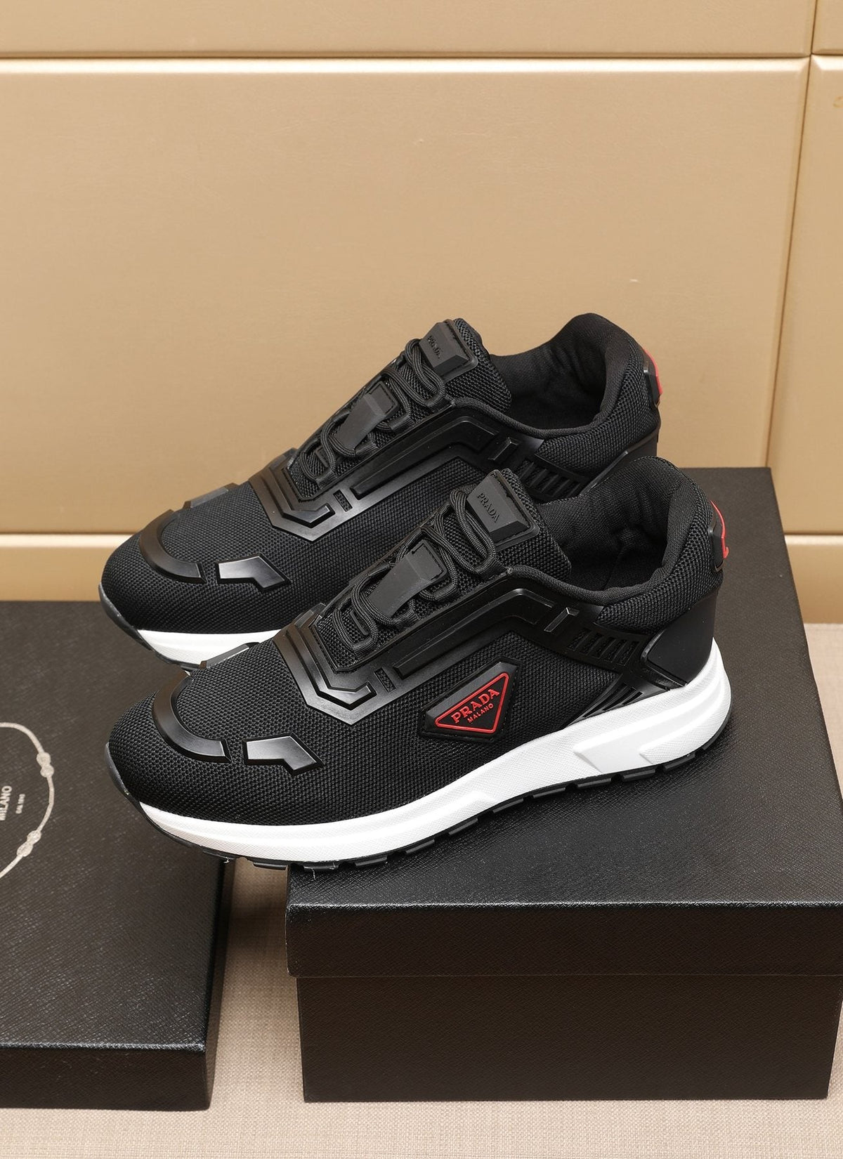 Prada Layered Platform Sneakers — front