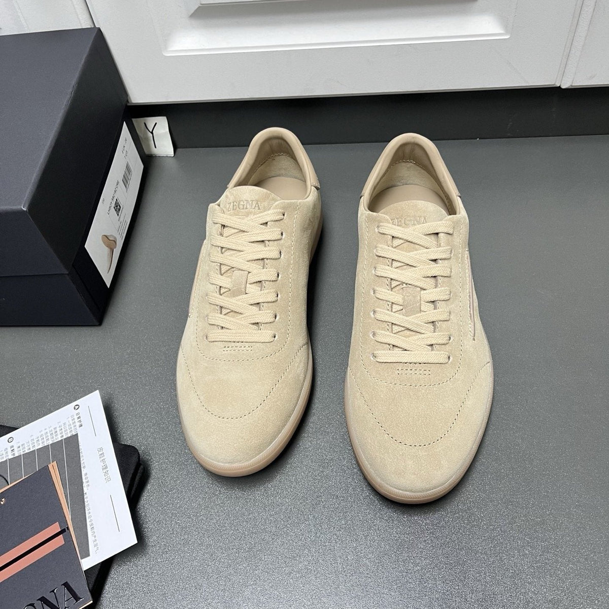 Zegna 232 Suede Low-Top Sneakers — front