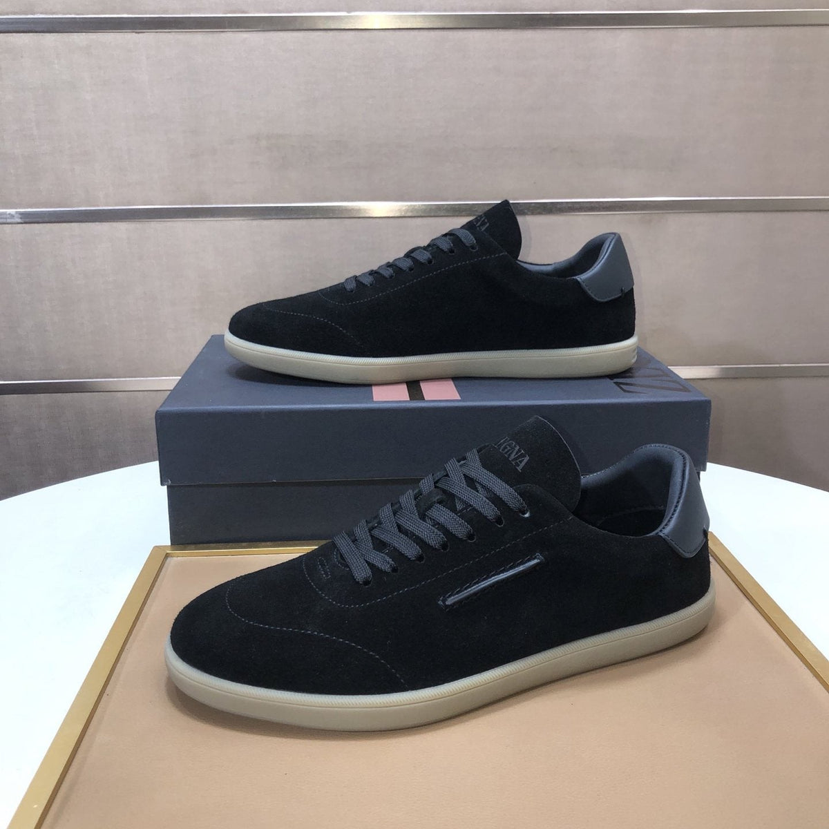 Zegna 232 Suede Low-Top Sneakers — side
