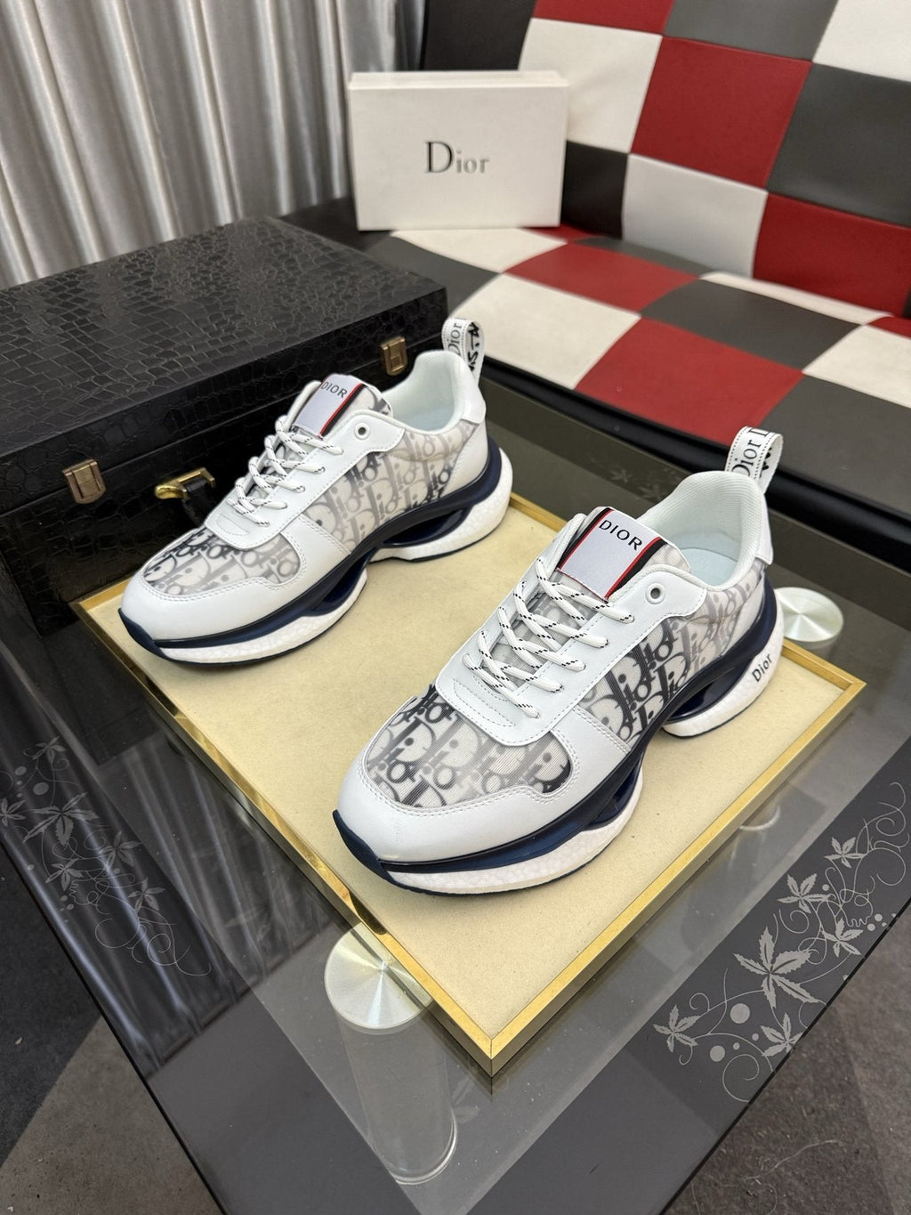 Dior Patterned Panel Sneakers — front