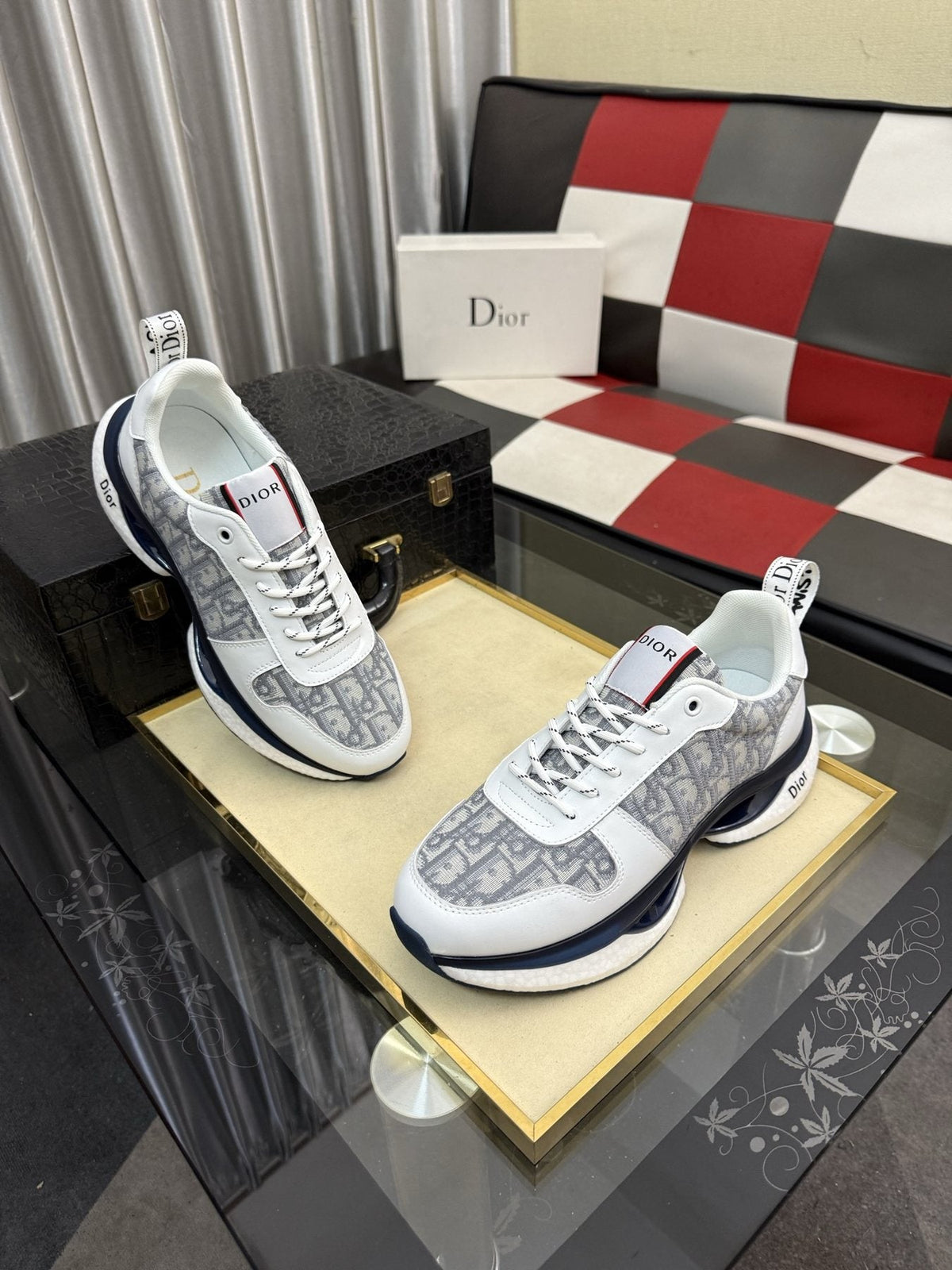 Dior Patterned Panel Sneakers — front