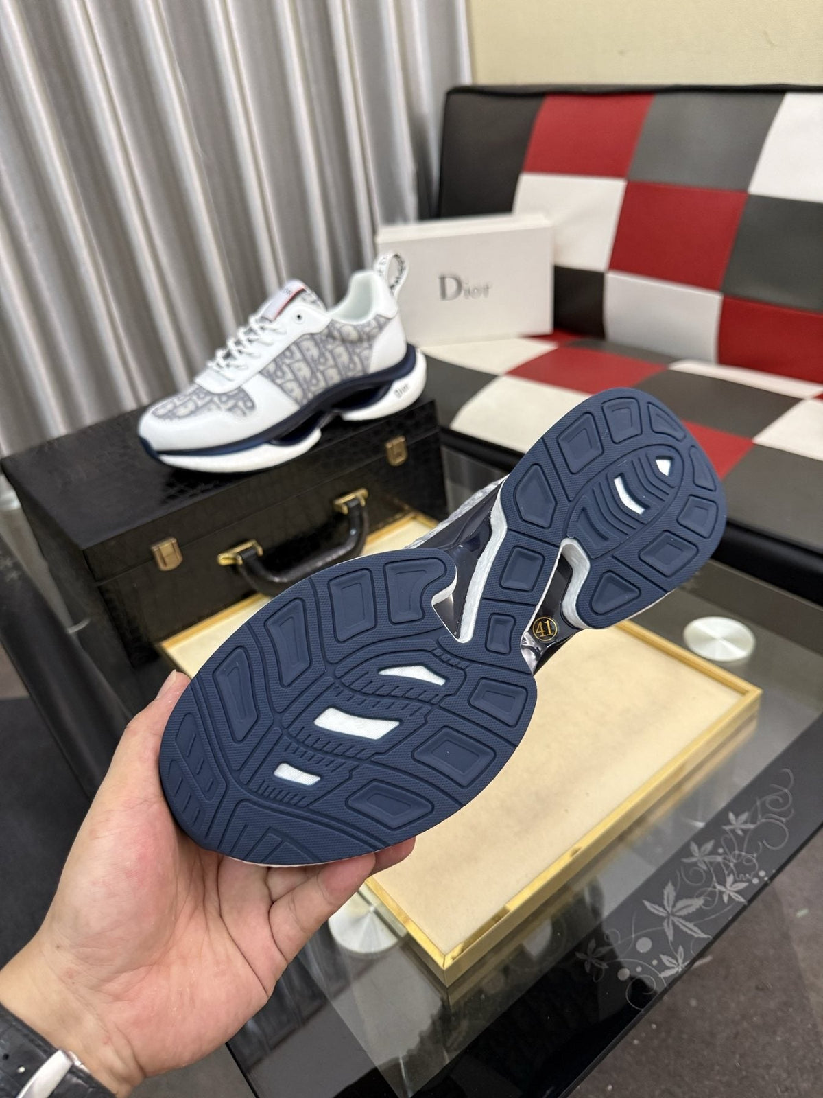 Dior Patterned Panel Sneakers — detail