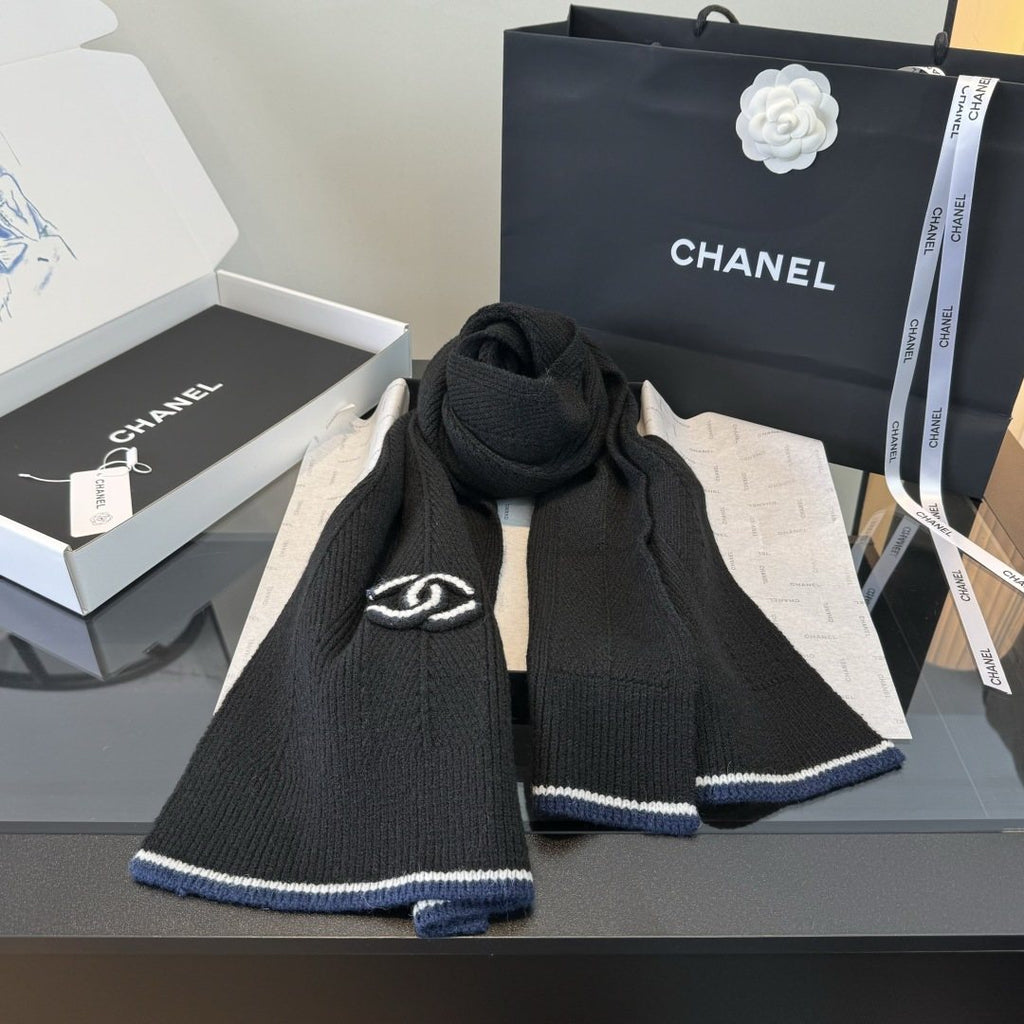 Chanel Embroidered Knitted Scarf — front