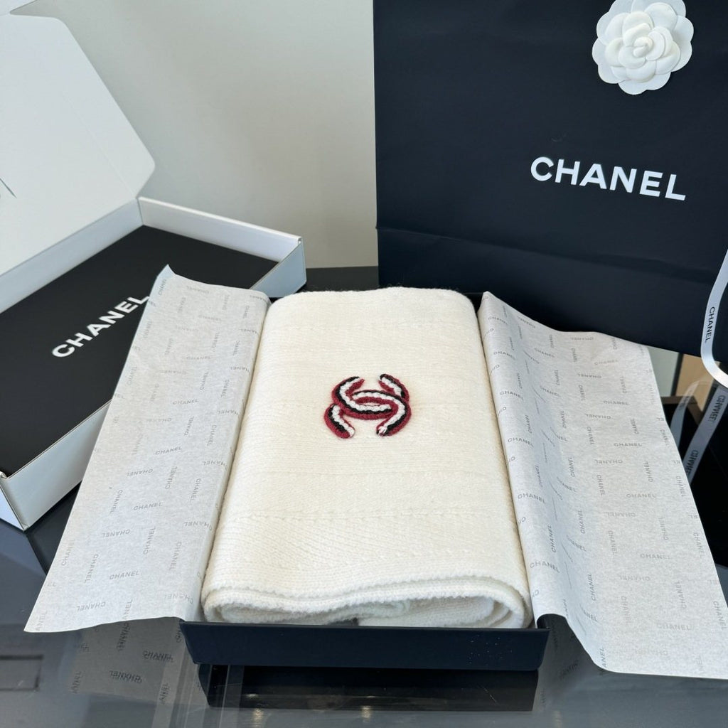 Chanel Embroidered Knitted Scarf — front