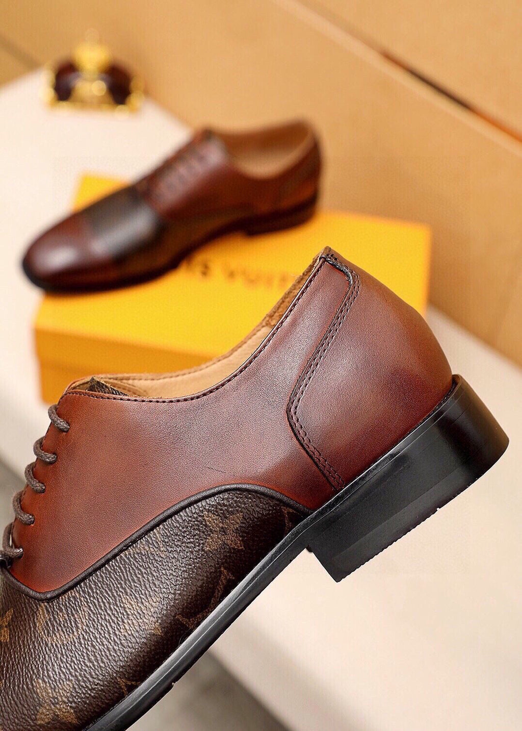 Louis Vuitton Patterned Panel Lace-Up Dress Shoes — side