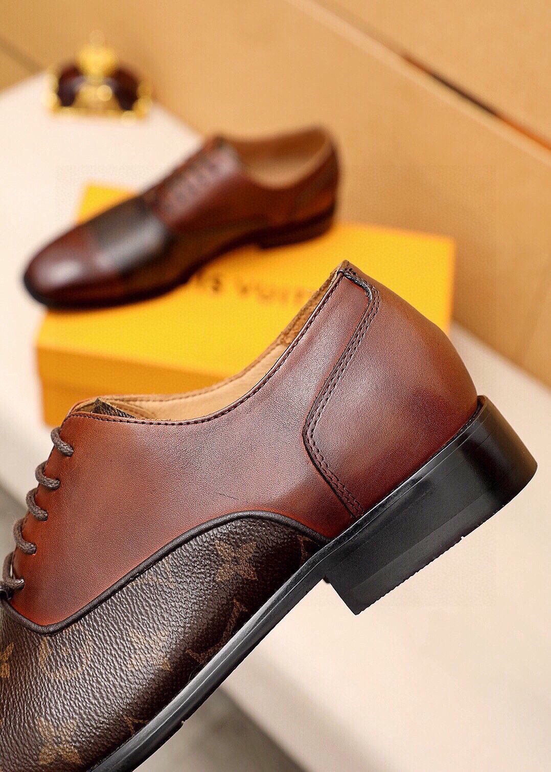 Louis Vuitton Patterned Panel Lace-Up Dress Shoes — side