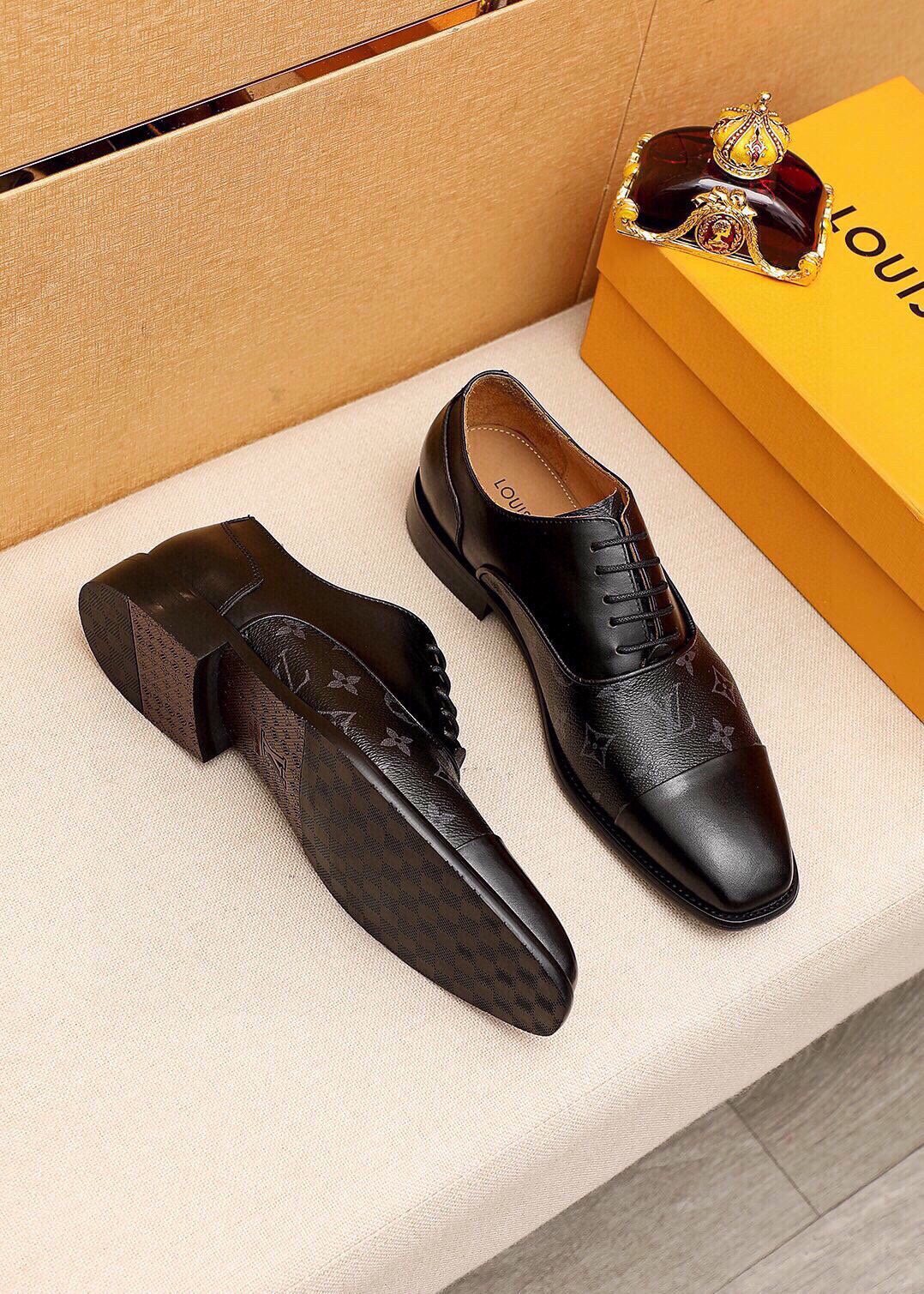 Louis Vuitton Patterned Panel Lace-Up Dress Shoes — front