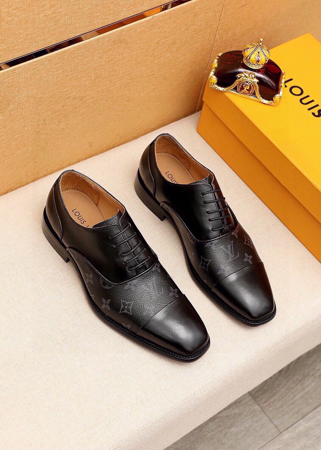 Louis Vuitton Patterned Panel Lace-Up Dress Shoes — front