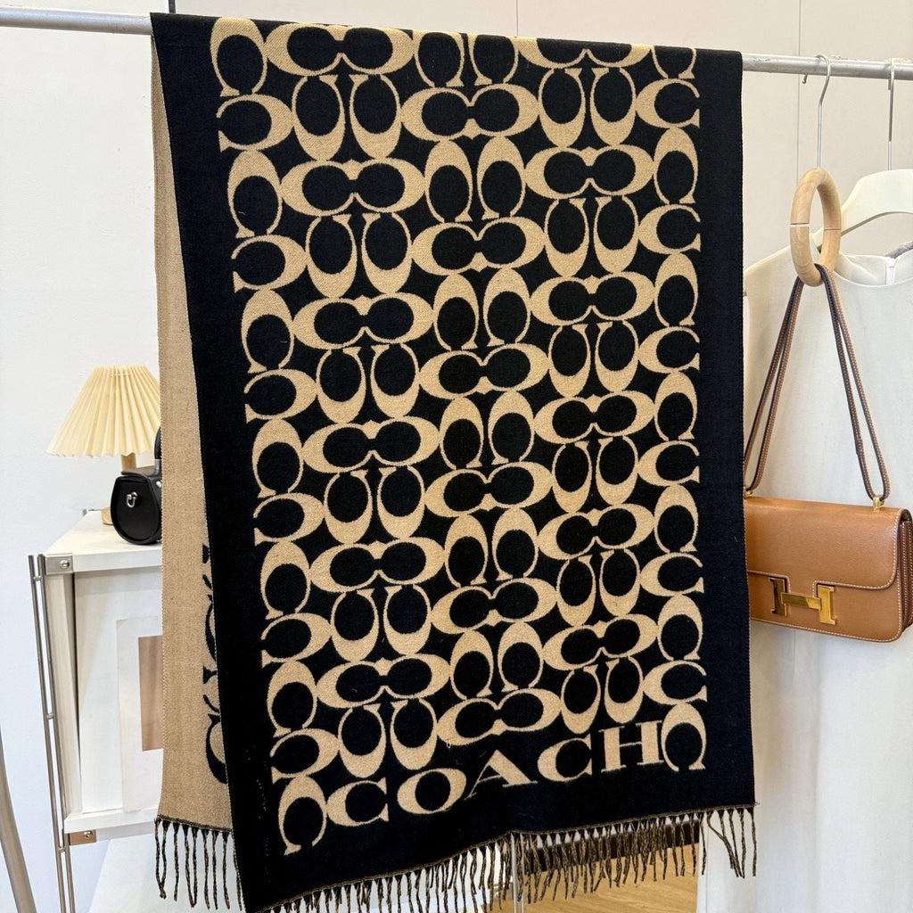 Coach Fringed Woven Motif Scarf — hero
