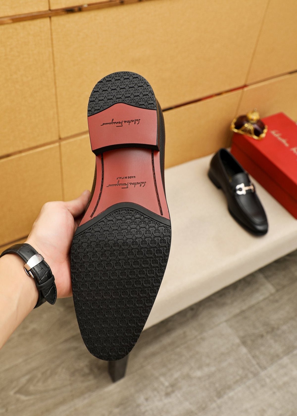 Black Pebble-Textured Bit Loafers — detail