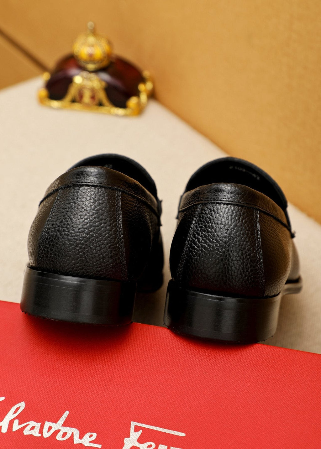 Black Pebble-Textured Bit Loafers — back