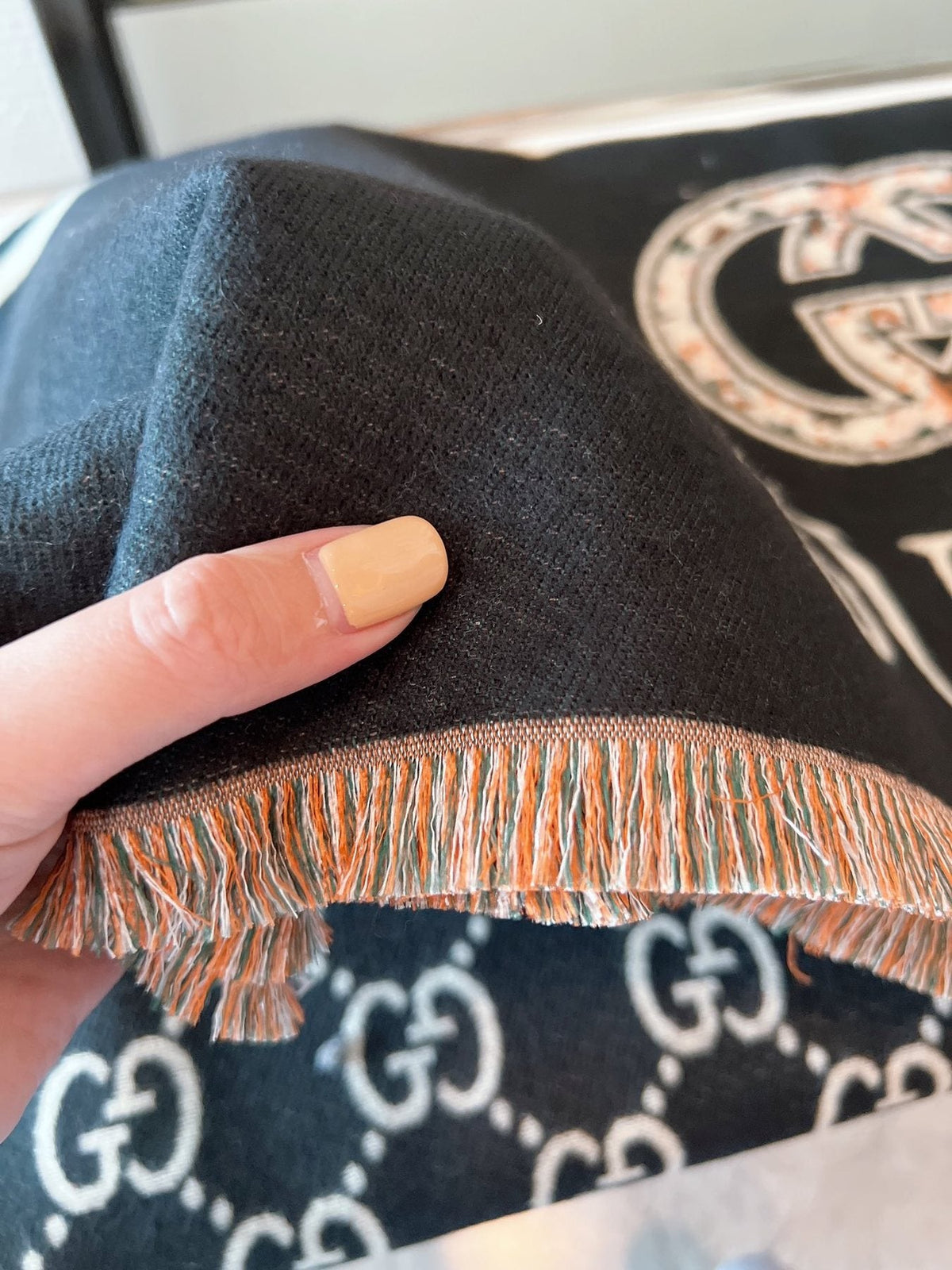Gucci Jacquard Logo Scarf — fabric