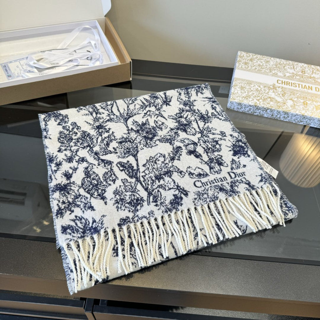 Dior Botanical Toile Fringed Scarf — front