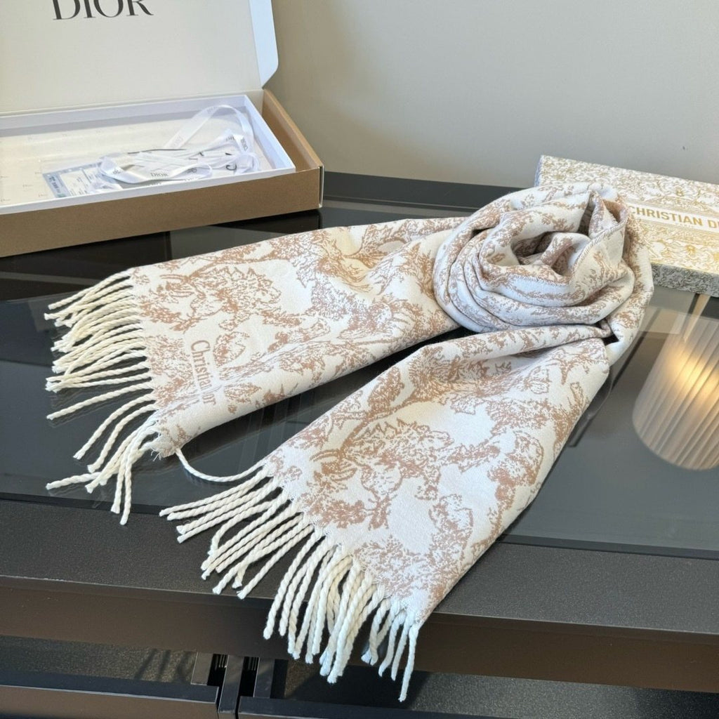 Dior Botanical Toile Fringed Scarf — front